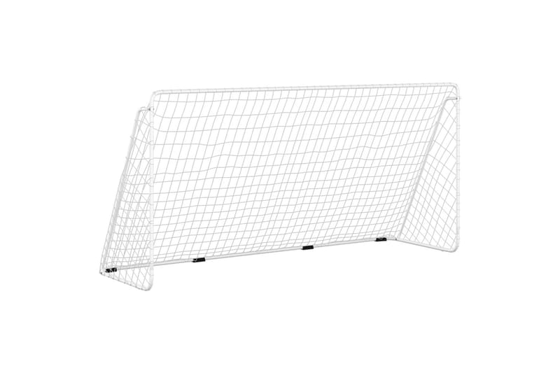 fodboldmål med net 366x122x182 cm stål hvid - Hvid - Havespil