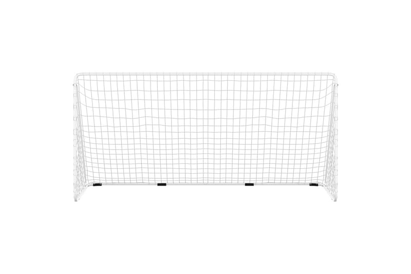 fodboldmål med net 366x122x182 cm stål hvid - Hvid - Sport & fritid - Leg & sport - Havespil