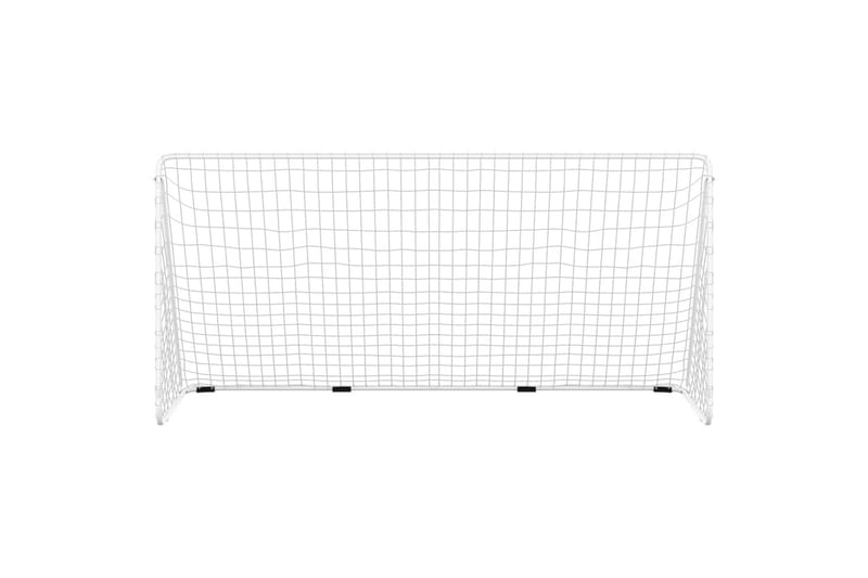 fodboldmål med net 366x122x182 cm stål hvid - Hvid - Havespil