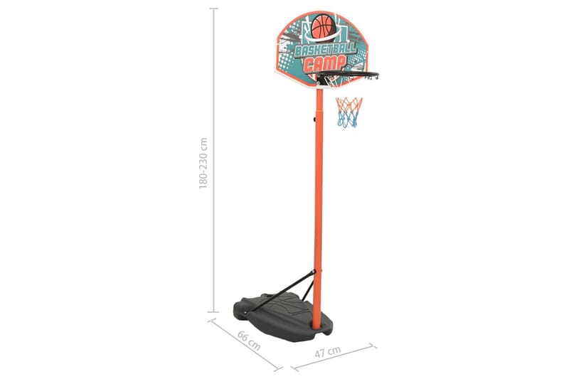 basketballsæt 180-230 cm transportabelt og justerbart - Flerfarvet - Havespil