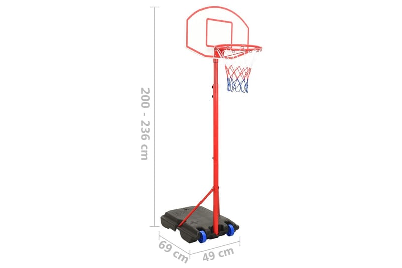 basketballsæt 200-236 cm transportabelt og justerbart - Flerfarvet - Sport & fritid - Leg & sport - Havespil