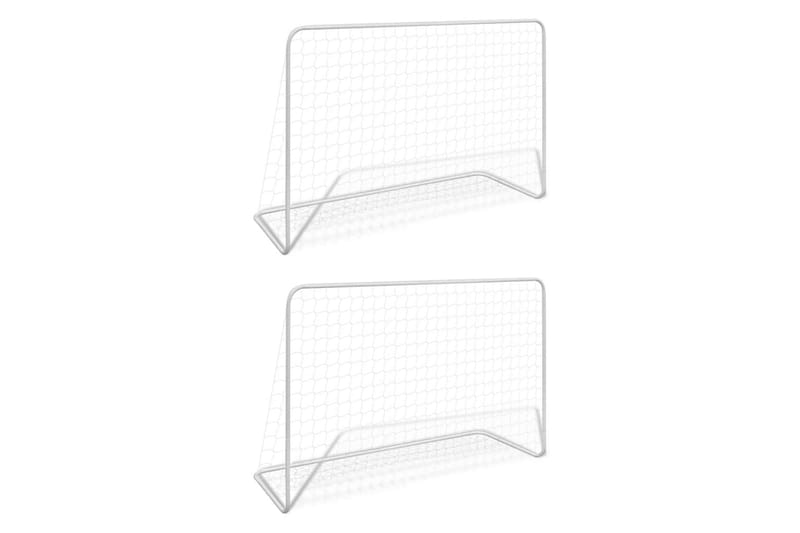 Fodboldmål 2 Stk. Med Net 182 X 61 X 122 Cm Stål Hvid - Hvid - Havespil