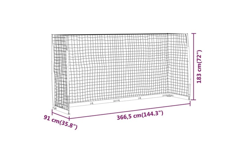 fodboldmål 366,5x91x183 cm stål - Sort - Sport & fritid - Leg & sport - Havespil