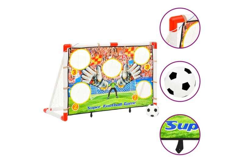 fodboldmål med målvæg til børn 120x51x77,5 cm - Flerfarvet - Sport & fritid - Leg & sport - Havespil