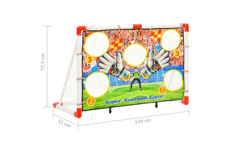 fodboldmål med målvæg til børn 120x51x77,5 cm - Flerfarvet - Sport & fritid - Leg & sport - Havespil