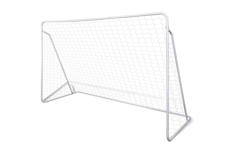 Fodboldmål Med Net I Stål 240 X 90 X 150 Cm Høj Kvalitet - Hvid - Havespil