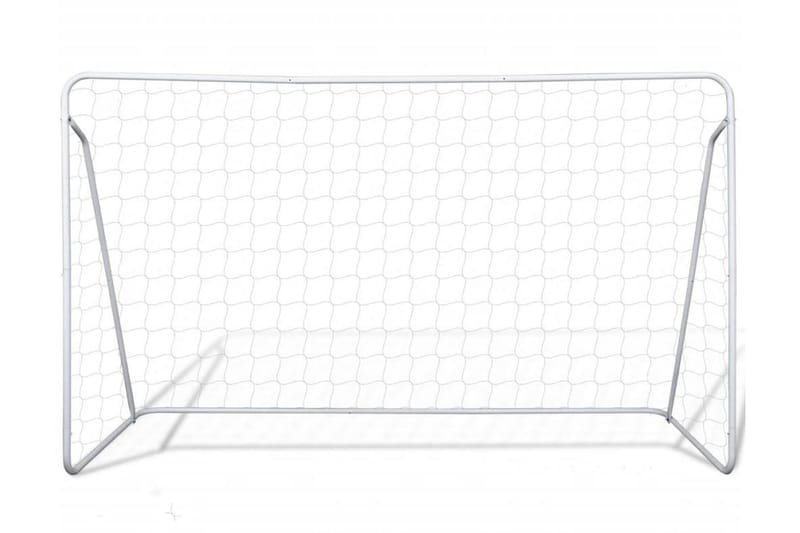 Fodboldmål Med Net I Stål 240 X 90 X 150 Cm Høj Kvalitet - Hvid - Havespil