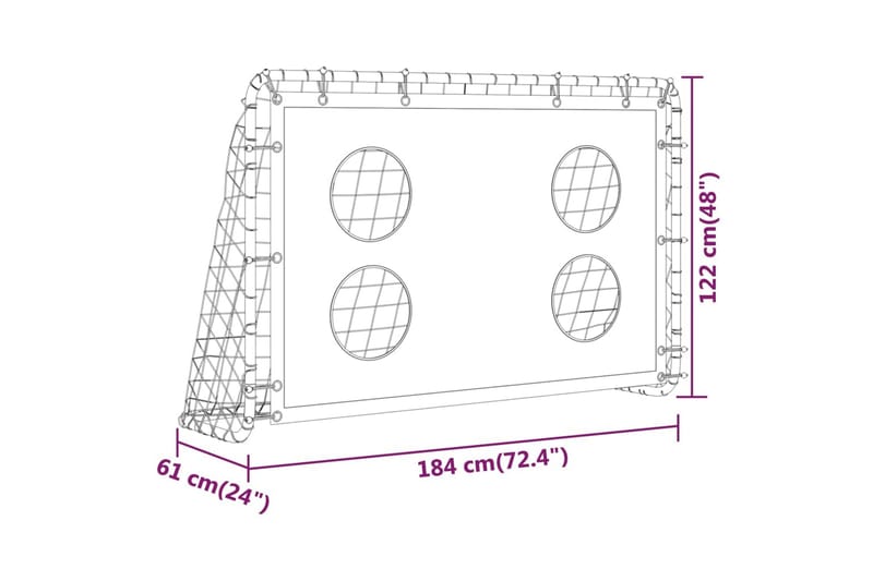 fodboldmål til præcisionstræning 184x61x122 cm stål - Sort - Havespil