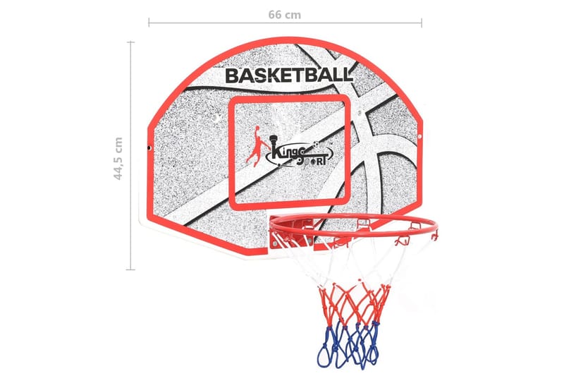 vægmonteret basketballkurv med plade 5 dele 66x44,5 cm - Flerfarvet - Sport & fritid - Leg & sport - Havespil