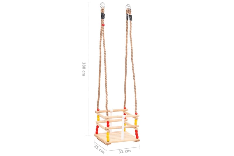 babygynge med sikkerhedssele massivt fyrretræ - Brun - Legeplads & legeredskaber - Gynge & gyngestativ