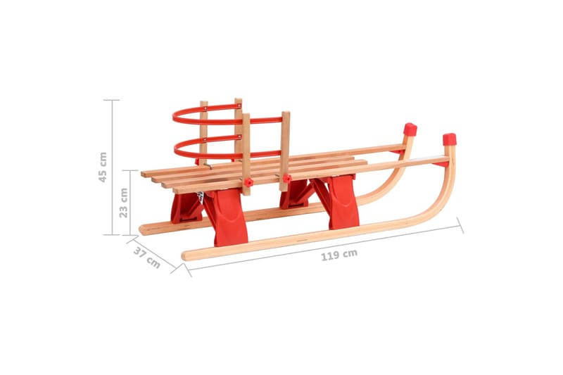 Foldbar Kælk Med Ryglæn 110 cm Træ - Rød - Legeplads & legeredskaber