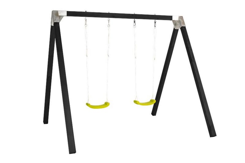 Gyngestativ - grundmalet i sort - inkl. 2 grøne sæder - Sport & fritid - Leg & sport - Legeplads & legeredskaber