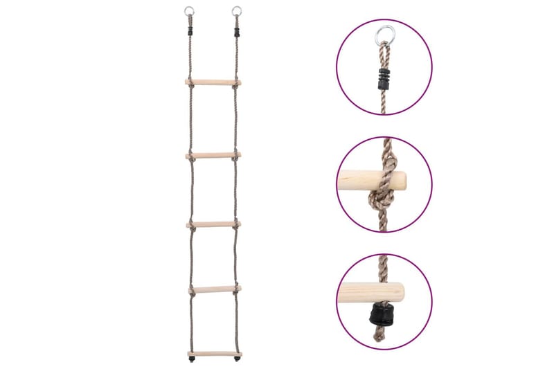 stige med 5 trin 210 cm massiv fyrretræ - Brun - Sport & fritid - Leg & sport - Legeplads & legeredskaber