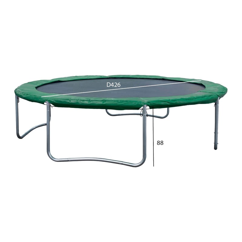 Trampolin HOME4YOU med grøn måtte 426 cm - grøn kantpude, sort måtte - Sport & fritid - Leg & sport - Legeredskaber & udendørsleg