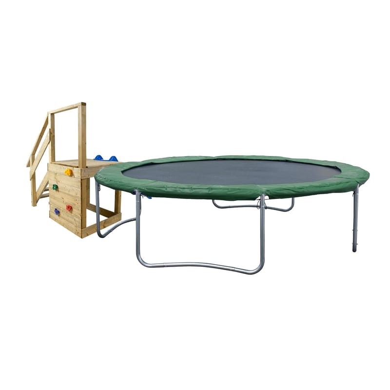 Trampolin HOME4YOU med grøn måtte 426 cm - grøn kantpude, sort måtte - Sport & fritid - Leg & sport - Legeredskaber & udendørsleg