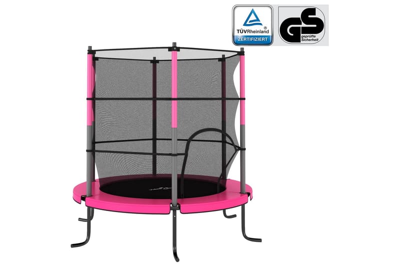 trampolin med sikkerhedsnet 140x160 cm rund pink - Sport & fritid - Leg & sport - Legeredskaber & udendørsleg