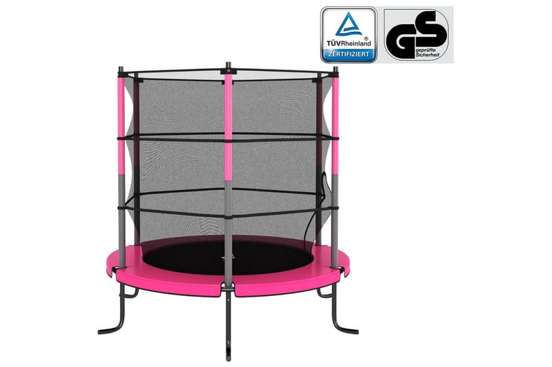 trampolin med sikkerhedsnet 140x160 cm rund pink - Sport & fritid - Leg & sport - Legeredskaber & udendørsleg