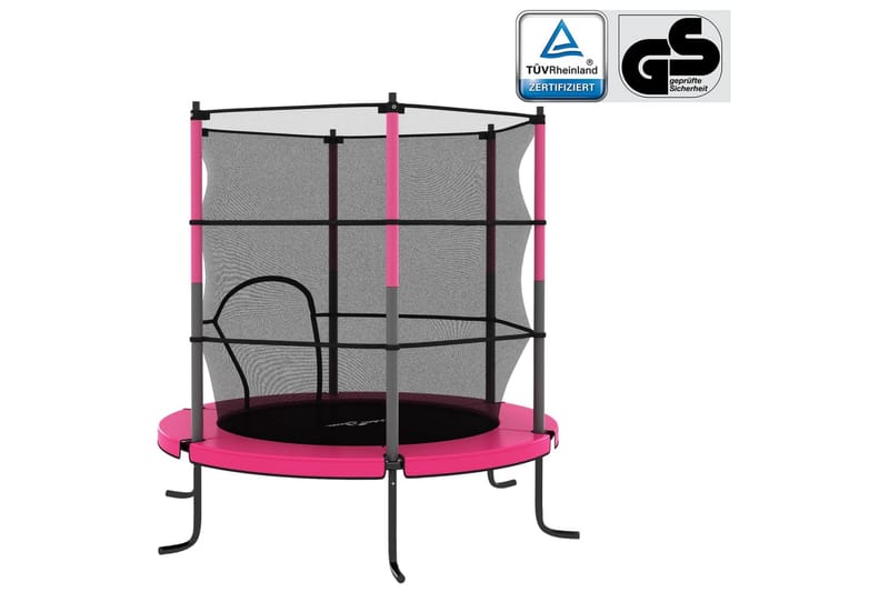 trampolin med sikkerhedsnet 140x160 cm rund pink - Sport & fritid - Leg & sport - Legeredskaber & udendørsleg