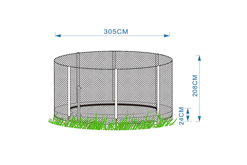 nedgravet trampolin med mesh 305 cm - Sport & fritid - Leg & sport - Legeredskaber & udendørsleg