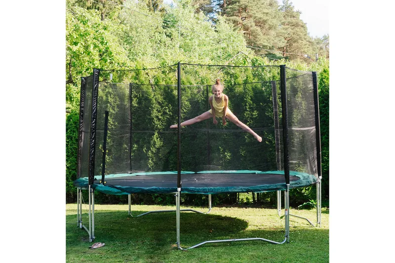 Trampolin med net D426cm grøn - Sport & fritid - Leg & sport - Legeredskaber & udendørsleg - Trampoliner
