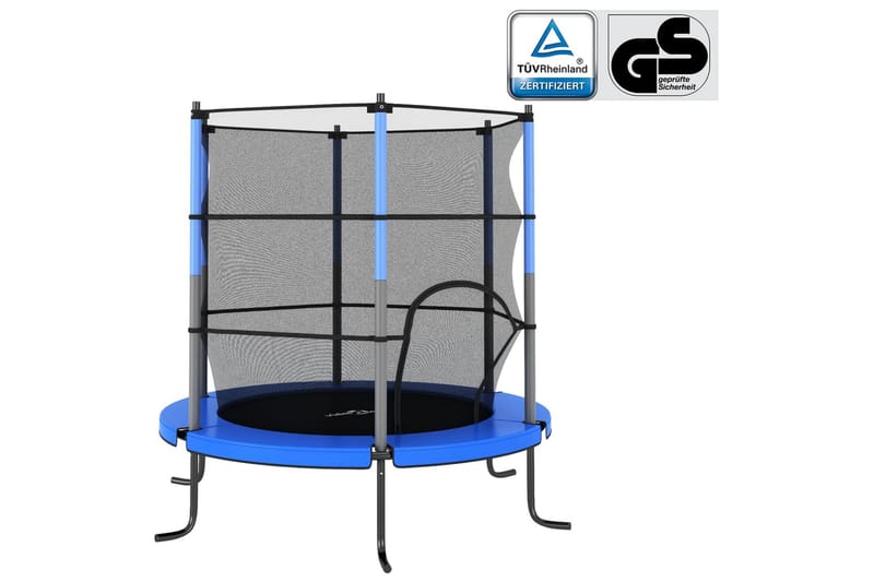 trampolin med sikkerhedsnet 140x160 cm rund blå - Sport & fritid - Leg & sport - Legeredskaber & udendørsleg