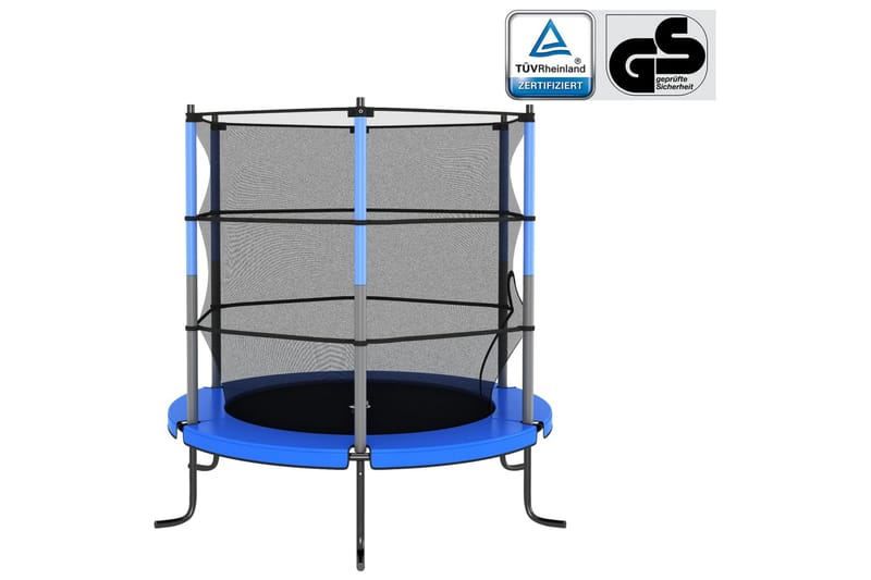 trampolin med sikkerhedsnet 140x160 cm rund blå - Sport & fritid - Leg & sport - Legeredskaber & udendørsleg