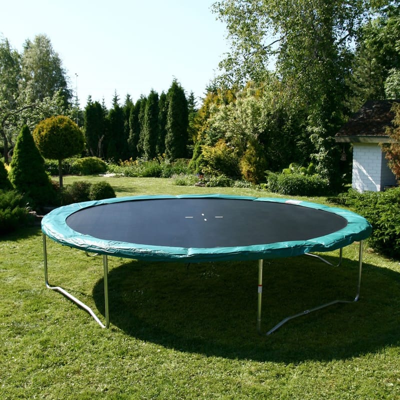 Trampolin HOME4YOU med grøn måtte 426 cm - grøn kantpude, sort måtte - Sport & fritid - Leg & sport - Sportredskaber & sportsudstyr