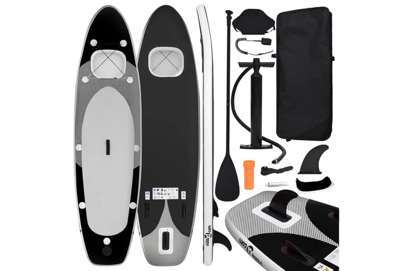 oppusteligt paddleboardsæt 330x76x10 cm sort - Sort - Vandsport & vandleg