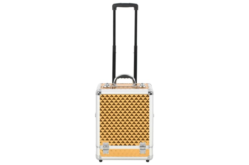 makeupkuffert 35 x 29 x 45 cm aluminium guldfarvet - Sport & fritid - Rejsetilbehør
