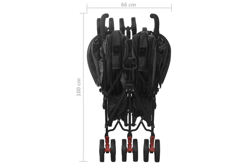 tvillingeklapvogn stål antracitgrå - Antracit - Søskendevogne