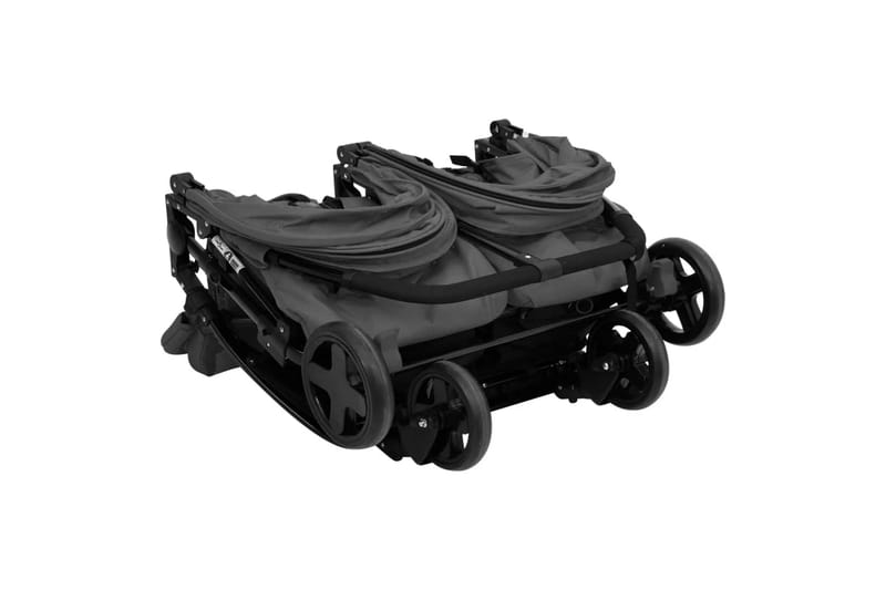 tvillingeklapvogn stål mørkegrå og sort - Grå - Søskendevogne
