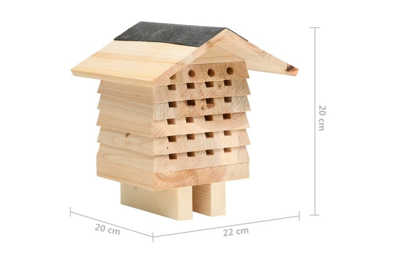 Bihotel 22x20x20 cm massivt fyrretræ - Brun - Sport & fritid - Til dyrene