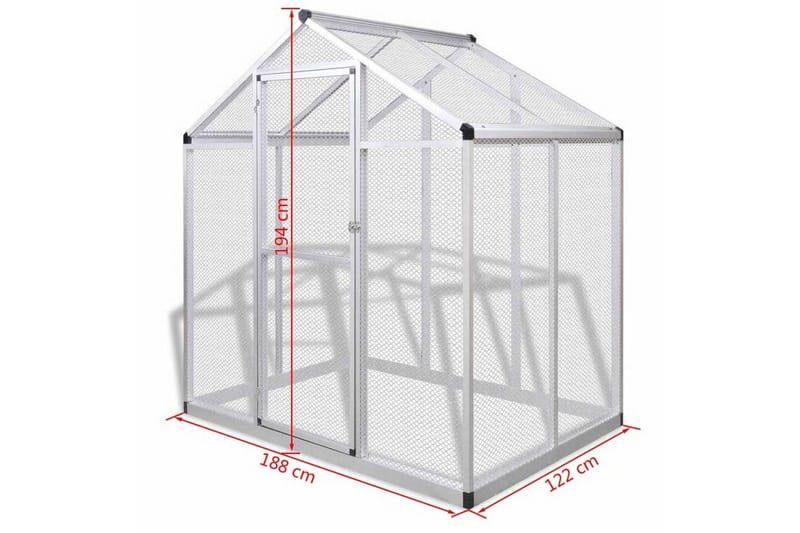 Udendørs Voliere I Aluminium 178 X 122 X 194 Cm - gennemsigtig - Sport & fritid - Til dyrene - Fugl - Fuglebure & voliere