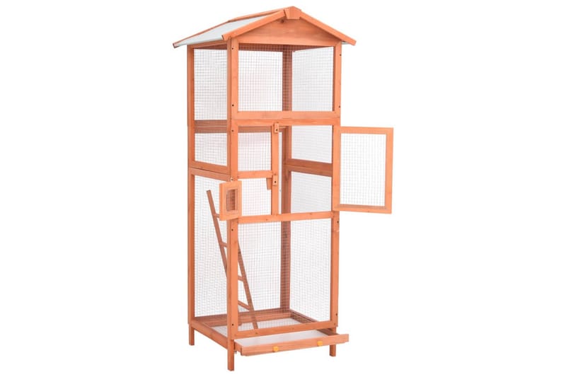 voliere 68x62x166 cm massivt grantræ - Brun - Sport & fritid - Til dyrene - Fugl - Fuglebure & voliere