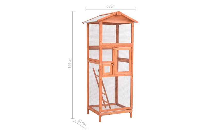 voliere 68x62x166 cm massivt grantræ - Brun - Sport & fritid - Til dyrene - Fugl - Fuglebure & voliere