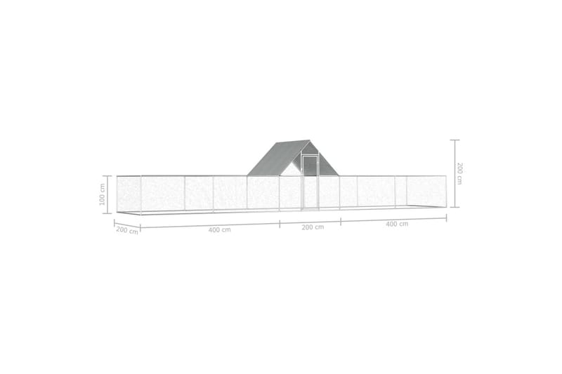 hønsehus 10x2x2 m galvaniseret stål - Sølv - Sport & fritid - Til dyrene - Fugl - Hønsehus
