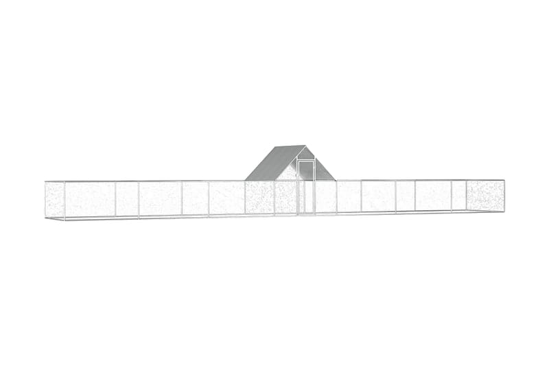 hønsehus 14x2x2 m galvaniseret stål - Sølv - Sport & fritid - Til dyrene - Fugl - Hønsehus
