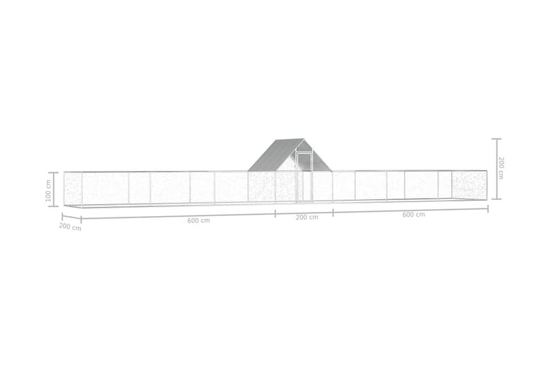 hønsehus 14x2x2 m galvaniseret stål - Sølv - Sport & fritid - Til dyrene - Fugl - Hønsehus