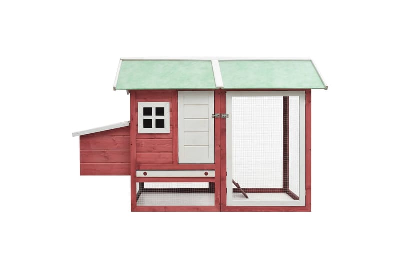 Hønsehus 170x81x110 cm Massivt Fyrretræ Og Grantræ Rød - Rød - Sport & fritid - Til dyrene - Fugl - Hønsehus