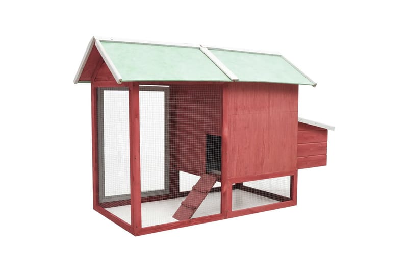 Hønsehus 170x81x110 cm Massivt Fyrretræ Og Grantræ Rød - Rød - Sport & fritid - Til dyrene - Fugl - Hønsehus