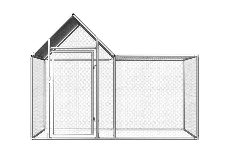 hønsehus 2 x 1 x 1,5 m galvaniseret stål - Sølv - Sport & fritid - Til dyrene - Fugl - Hønsehus