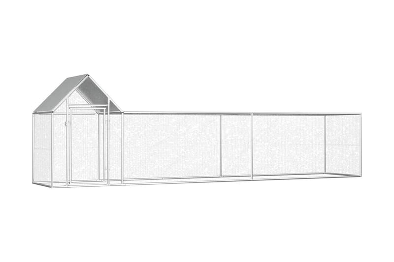 hønsehus 5x1x1,5 m galvaniseret stål - Sølv - Sport & fritid - Til dyrene - Fugl - Hønsehus