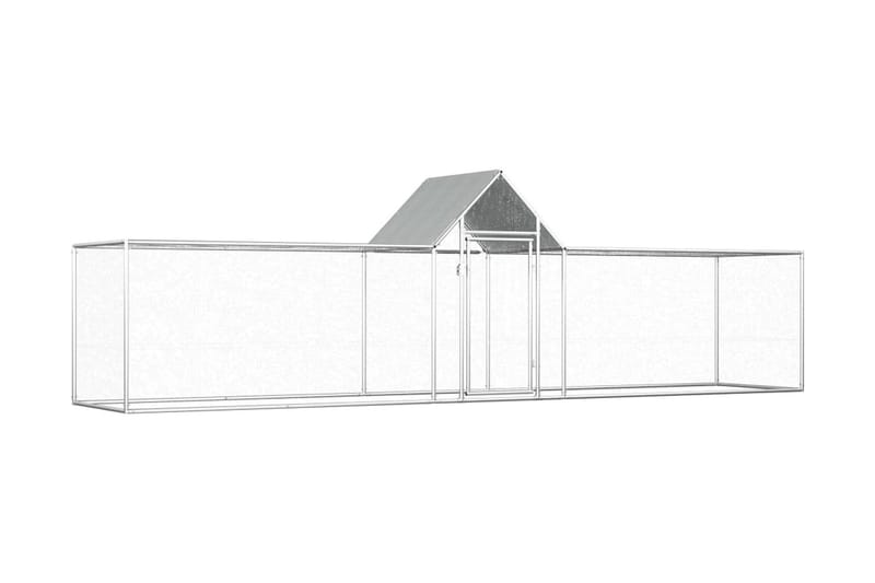 hønsehus 5x1x1,5 m galvaniseret stål - Sølv - Sport & fritid - Til dyrene - Fugl - Hønsehus