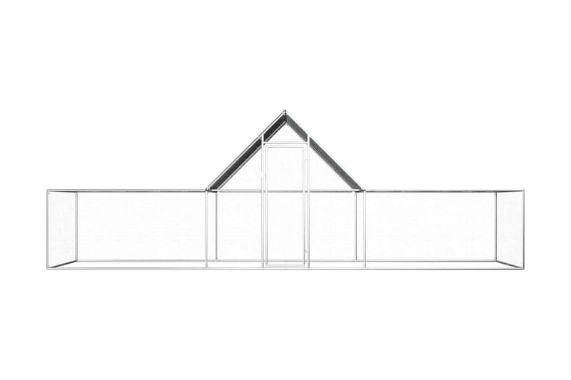 hønsehus 6x2x2 m galvaniseret stål - Sølv - Sport & fritid - Til dyrene - Fugl - Hønsehus