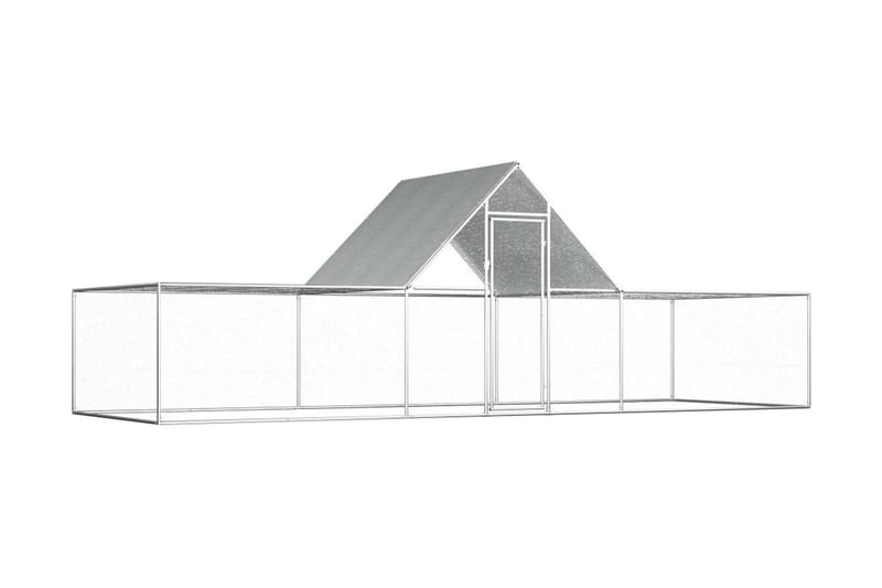 hønsehus 6x2x2 m galvaniseret stål - Sølv - Sport & fritid - Til dyrene - Fugl - Hønsehus