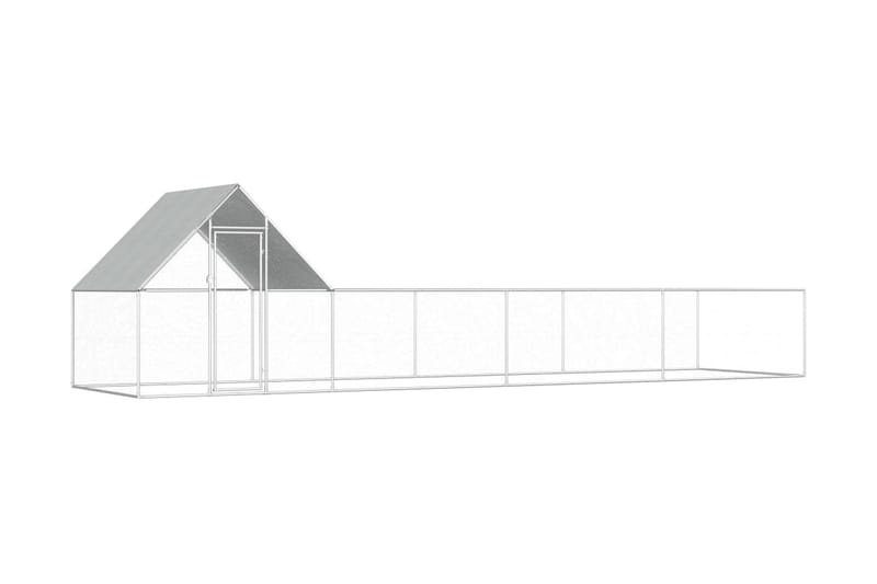 hønsehus 8x2x2 m galvaniseret stål - Sølv - Sport & fritid - Til dyrene - Fugl - Hønsehus