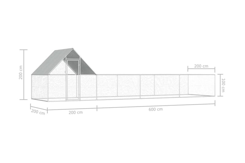 hønsehus 8x2x2 m galvaniseret stål - Sølv - Sport & fritid - Til dyrene - Fugl - Hønsehus