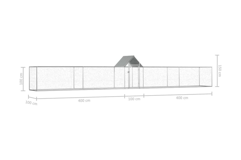 hønsehus 9x1x1,5 m galvaniseret stål - Sølv - Sport & fritid - Til dyrene - Fugl - Hønsehus