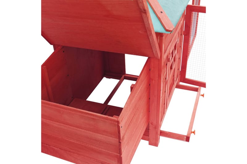Hønsehus med redekasse 193x68x104 cm massivt fyrretræ rød - Rød - Sport & fritid - Til dyrene - Fugl - Hønsehus