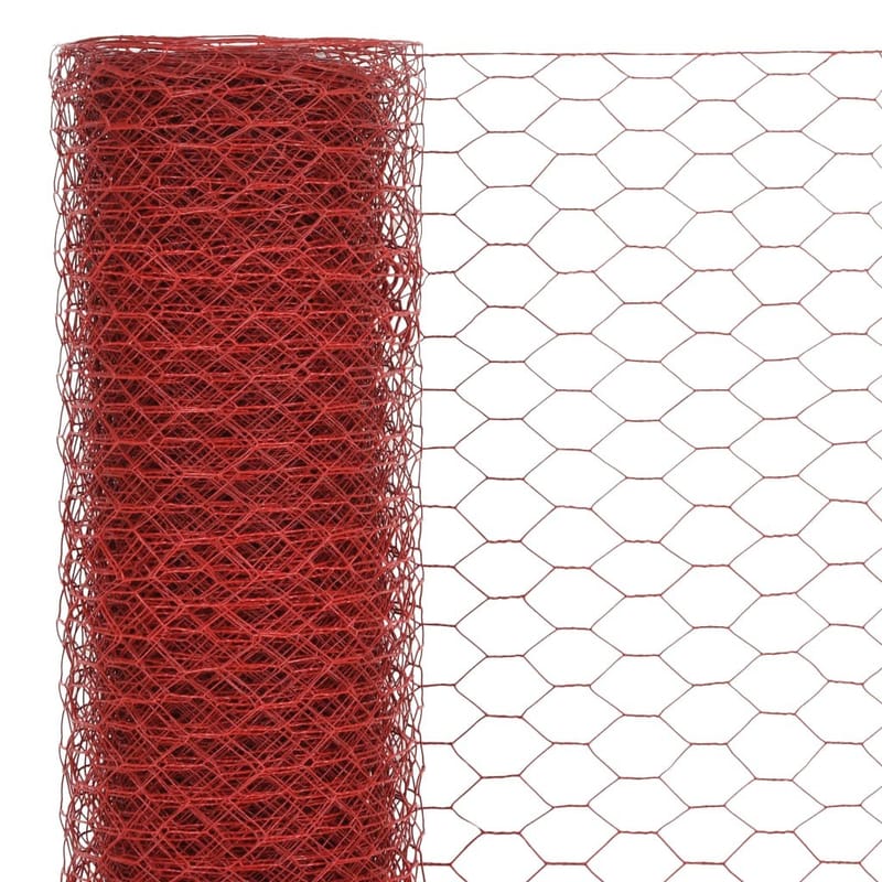 hønsenet stål med PVC-belægning 25 x 0,75 m rød - Rød - Hønsehus - Til dyrene - Hønsegård